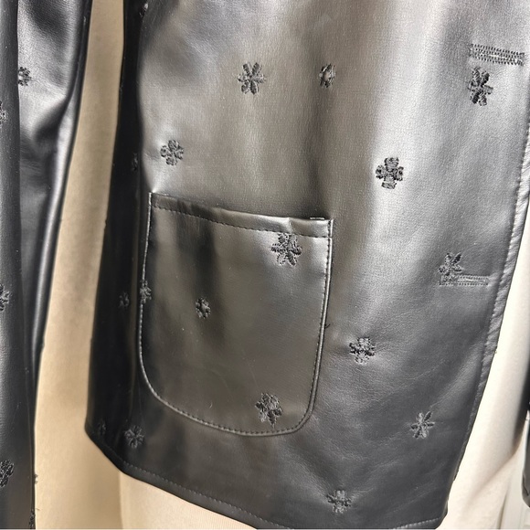 Faux Leather Necessary Objects Flower Accent Jacket - Picture 5 of 10